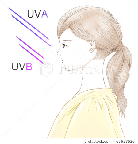UV protection Difference between UVA and UVB Profile of a young woman 65638626