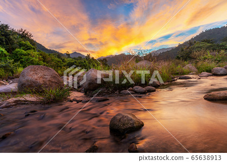 View of landscape nature and river and color of 65638913