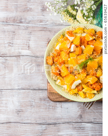 Quinoa bowl with pumpkin, fennel, orange Quinoa bowl with pumpkin, fennel, orange 65639427