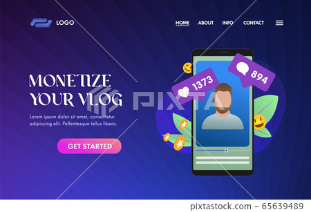Monetize your vlog UI UX vector web template  65639489