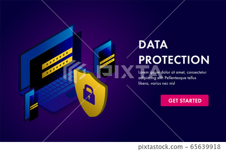 Data protection concept website template-插圖素材 [65639918] - PIXTA圖庫