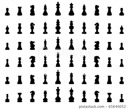 Black silhouettes  of chess figures on a white background 65640052