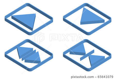 Isometrics blue button icon set 65641079