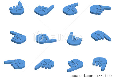 Isometric blue pointing icon set Isometric blue pointing icon set 65641088