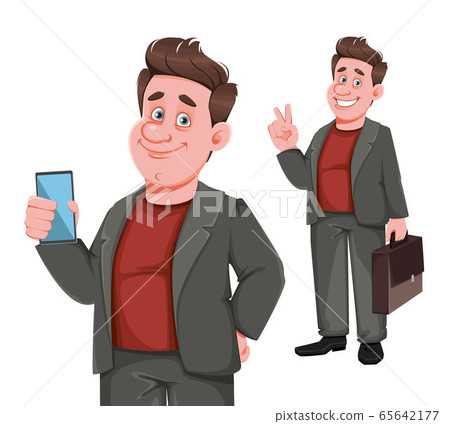 Smiling middle aged businessman, set of two poses 65642177