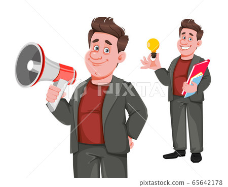 Smiling middle aged businessman, set of two poses 65642178