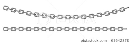 Chain metal links. Straight curved security element. Vector illustration isolated on white background Chain metal links. Straight curved security element. Vector illustration isolated on white background 65642878