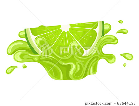 Fresh bright cut slice lime juice splash burst Fresh bright cut slice lime juice splash burst 65644155