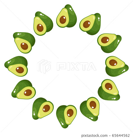 Wreath from whole and half avocado with space for 65644562
