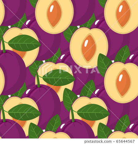 Seamless pattern with plums on white background. - Stock Illustration ...