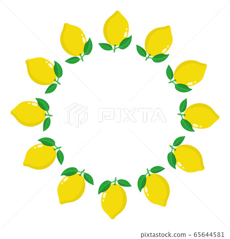 Wreath from yellow lemon fruits with space for 65644581