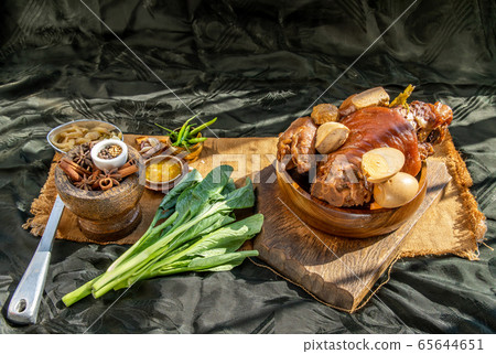 Stewed pork leg with boiling sweet gravy sauce and 65644651