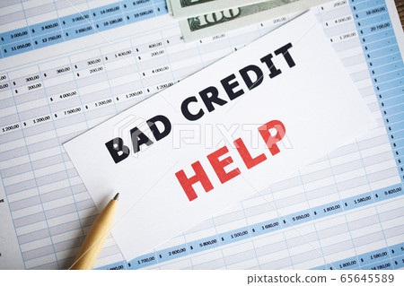 Credit concept. Bad credit written on white card. 65645589