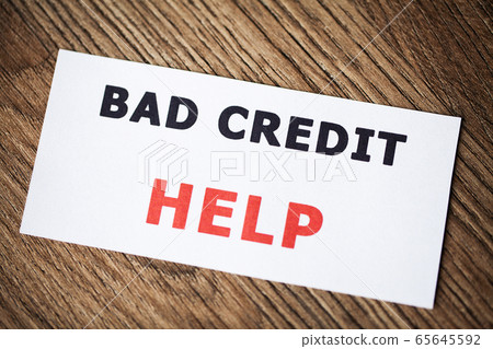 Credit concept. Bad credit written on white card. Credit concept. Bad credit written on white card. 65645592