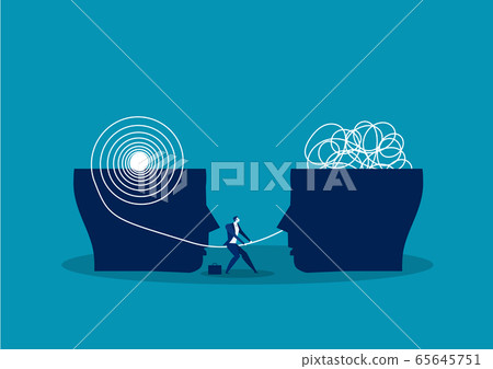 The opposite mindset chaos and order in thoughts concept. vector illustration 65645751