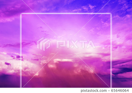 Aesthetic modern art collage with clouds sky in style of the 80-90s. Real natural sky composition in bright neon colors. Vaporwave, Cyberpunk, Synthwave, webpunk and surreal style. Zine culture. 65646064