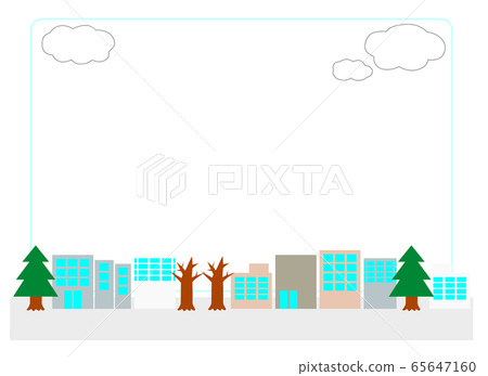 Background or frame of a winter city with houses, buildings and trees 65647160