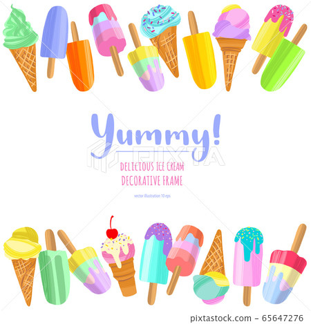 Delicious colorful ice cream hand drawn decorative border. 65647276
