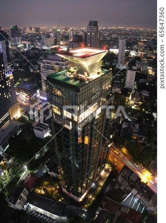 Bangkok Aerial view, above Sukhumvit and Thonglor district in Thailand 65647360