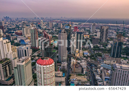 Bangkok Aerial view, above Sukhumvit and Thonglor district in Thailand 65647429