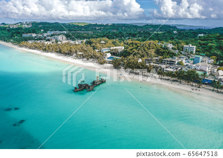 Aerial view of Boracay beach in Philippines 65647518