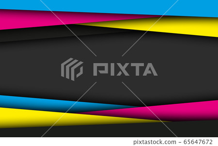 Black modern material background with overlapped layers in cmyk colors 65647672