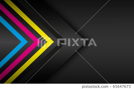 Cmyk arrows on black metal background. Abstract modern vector template with place for your text 65647673