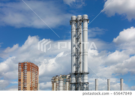 Industrial pipes without air pollution in an urban Industrial pipes without air pollution in an urban 65647849