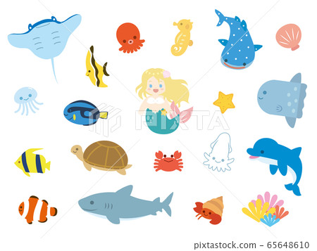 Kawaii sea creature set Kawaii sea creature set 65648610