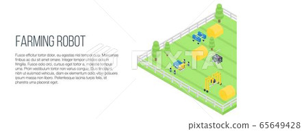 Farming robot concept banner, isometric style 65649428