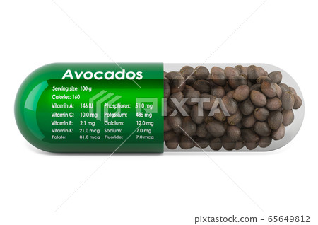 Avocado, vitamins and minerals composition 65649812