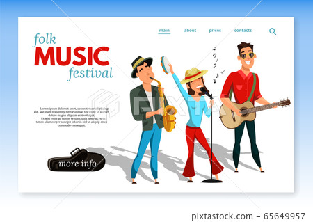 Folk music festival landing page vector template Folk music festival landing page vector template 65649957