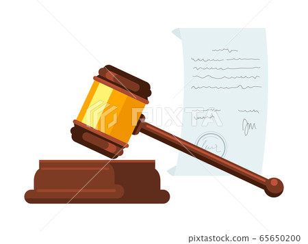 Wooden hammer, gavel flat vector illustration Wooden hammer, gavel flat vector illustration 65650200