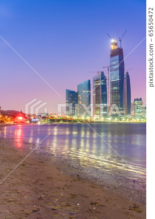Night view of a beach and high rise buildings Night view of a beach and high rise buildings 65650472