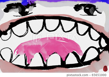 各種表情，tsutsutsu，怪物，人類，惡魔，水彩，墨水，中國風格，日式，繪畫 65651000