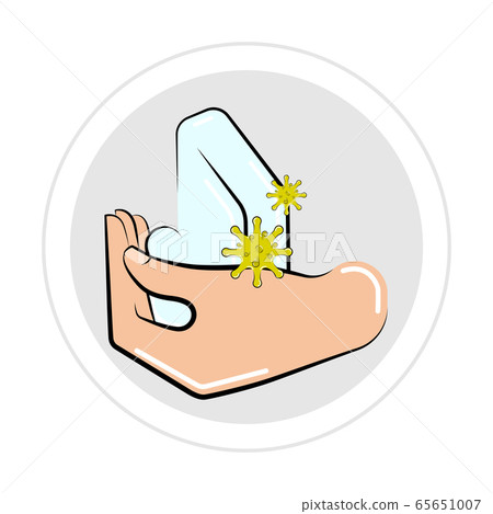 Soap bar with virus in a hand 65651007