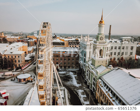 Kontraktova Square on Podil in Kyiv, aerial view Kontraktova Square on Podil in Kyiv, aerial view 65651376