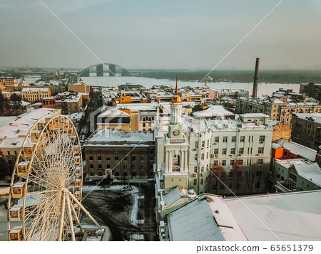 Kontraktova Square on Podil in Kyiv, aerial view Kontraktova Square on Podil in Kyiv, aerial view 65651379