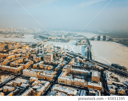Kontraktova Square on Podil in Kyiv, aerial view Kontraktova Square on Podil in Kyiv, aerial view 65651395