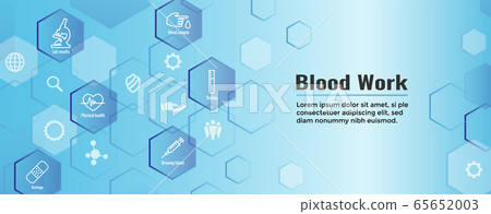Blood testing work icon set and web header banner Blood testing work icon set and web header banner 65652003
