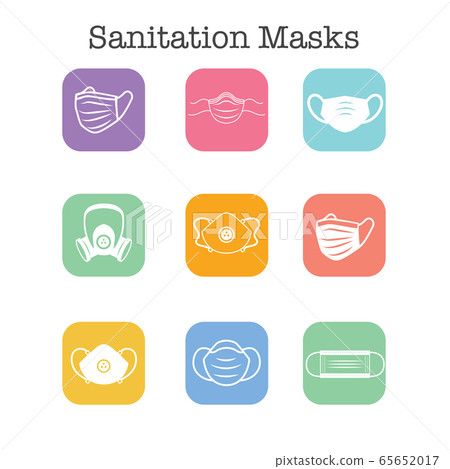 Sanitation and protection facemask ppe icon set w Sanitation and protection facemask ppe icon set w 65652017