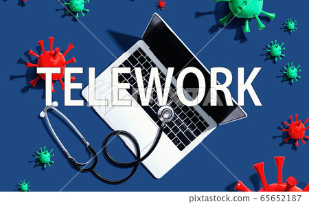 Telework theme with stethoscope and laptop Telework theme with stethoscope and laptop 65652187