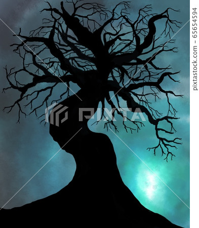 Spooky Tree With Background Stock Illustration