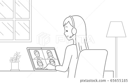 在遠程辦公視頻會議上的女人 65655185