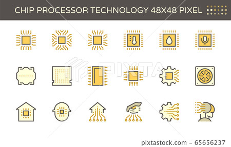 Computer chip processor and technology vector icon - Stock Illustration ...
