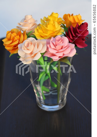 Rose flower made of origami 65656882
