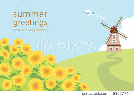 向日葵領域炎熱的夏天訪問模板 向日葵領域炎熱的夏天訪問模板 65657744