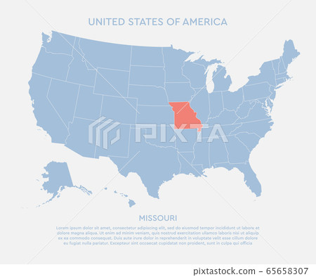 Missouri In The Us Map United States Of America State Missouri Usa Map - Stock Illustration  [65658307] - Pixta
