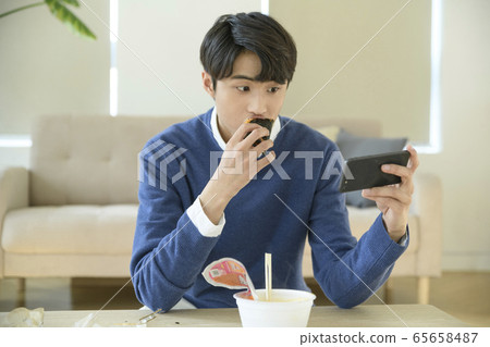 Single life concept, young cheerful Asian man's daily life 291 Single life concept, young cheerful Asian man's daily life 291 65658487