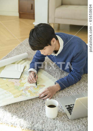 Single life concept, young cheerful Asian man's daily life 305 Single life concept, young cheerful Asian man's daily life 305 65658694